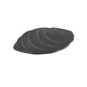 Πιατέλα Μελαμίνηs Φ30.5cm, Σειρά ΜΑΤTE, με σχέδιο φύλλο, μαύρη