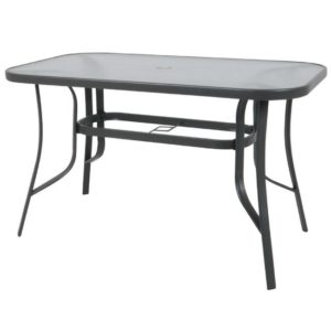 RIO Τραπέζι 150x90cm Μεταλλικό Ανθρακί/Γυαλί Pear Clear