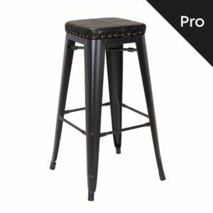 RELIX Σκαμπό Bar-Pro, Μέταλλο Βαφή Μαύρο Matte, Pu Μαύρο