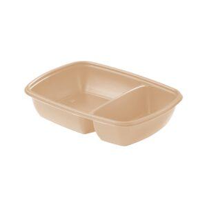 Δοχείο Τροφίμων 2 Χωρισμάτων 600/300ml, 23x16x5cm, PP, Μπεζ, Μίας Χρήσης, Sabert