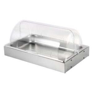Ψυχόμενη Βιτρίνα ΙΝΟX με δοχείο GN1/1xΥ6.5cm 18/10, Καπάκι Roll-Top (PC), 54x33.5xΥ26cm