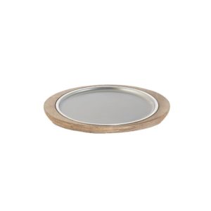 Πιατέλα ξύλινη οβάλ 28x32cm, με Inox πιατέλα 18/10 και πυρίμαχη πλάκα, σειρά Celcius της Abert