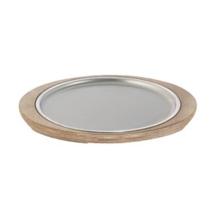 Πιατέλα ξύλινη οβάλ 38x34cm, με Inox πιατέλα 18/10 και πυρίμαχη πλάκα, σειρά Celcius της Abert
