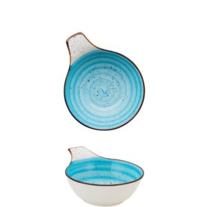 Μπωλ Bone China με χερούλι 14.6x11.5x5cm, θαλασσί, M1934