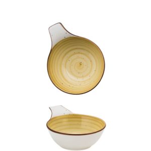 Μπωλ Bone China με χερούλι 14.6x11.5x5cm, ώχρα, M1934