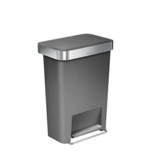 Κάδος απορριμάτων 45L, πλαστικός με pedal, απαλό κλείσιμο, γκρι