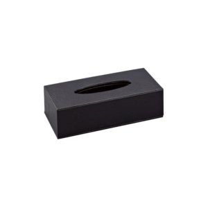 Θήκη χαρτομάντηλων δερματίνης μαύρη, 24x12.5x6.5cm